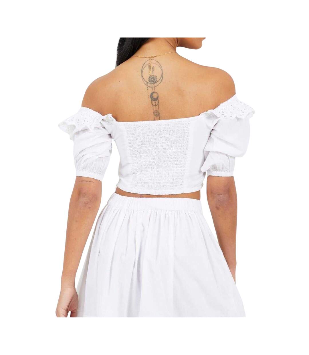 Womens/ladies Bardot Crop Top White Brave Soul-3