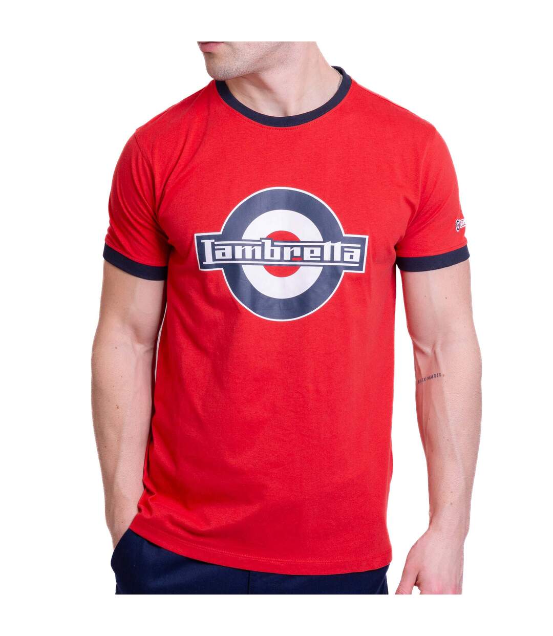 T-shirt Ss25 Homme Rouge Bleu Marine Lambretta-1