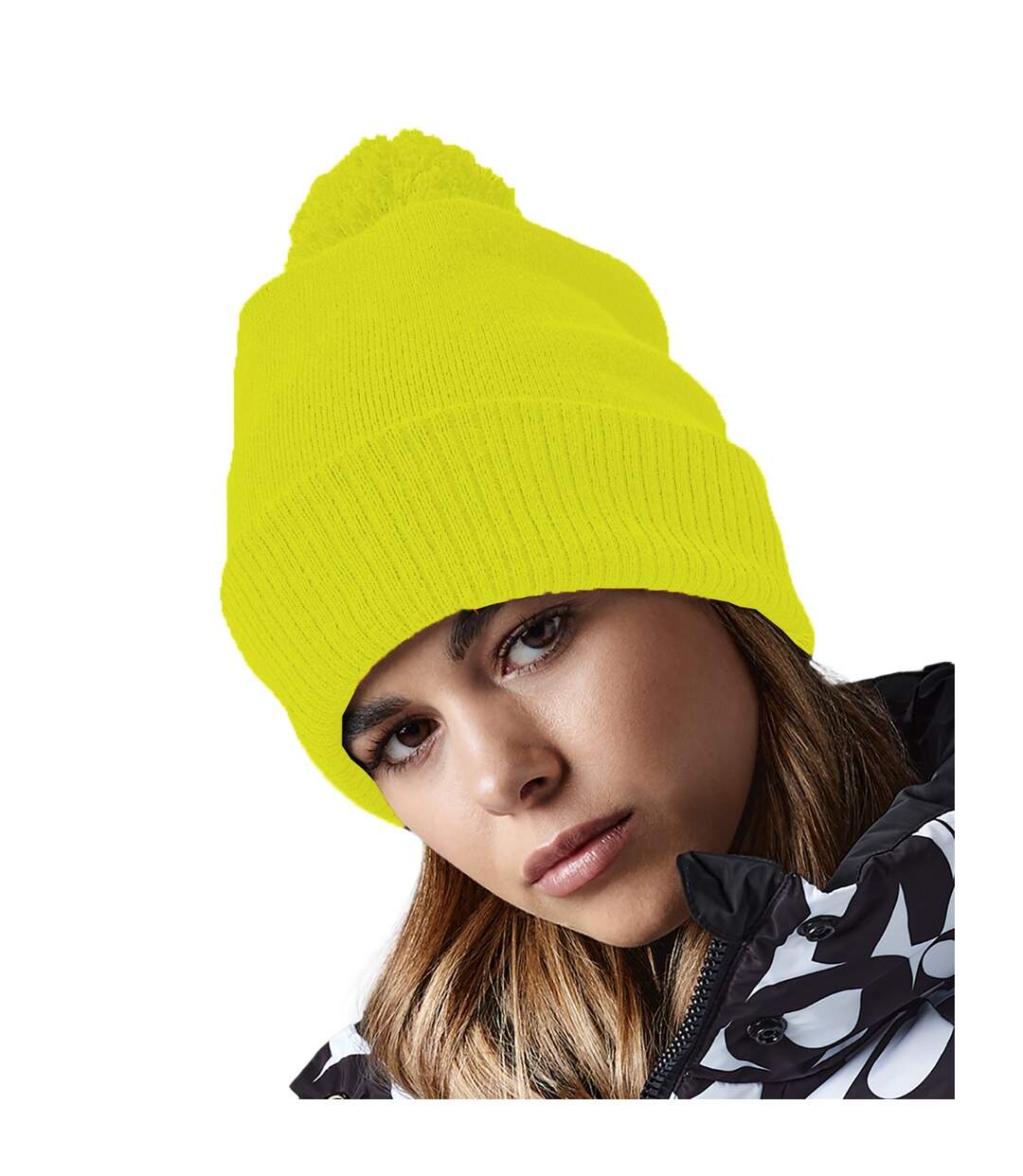 Bonnet snowstar jaune fluo Beechfield