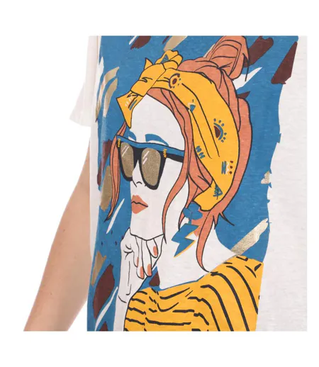 T-shirt blanc femme teddy smith face