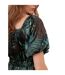 Robe Longue Manches Bouffantes Motif/style Tropical Femme Bleu Marine Lovedrobe-4