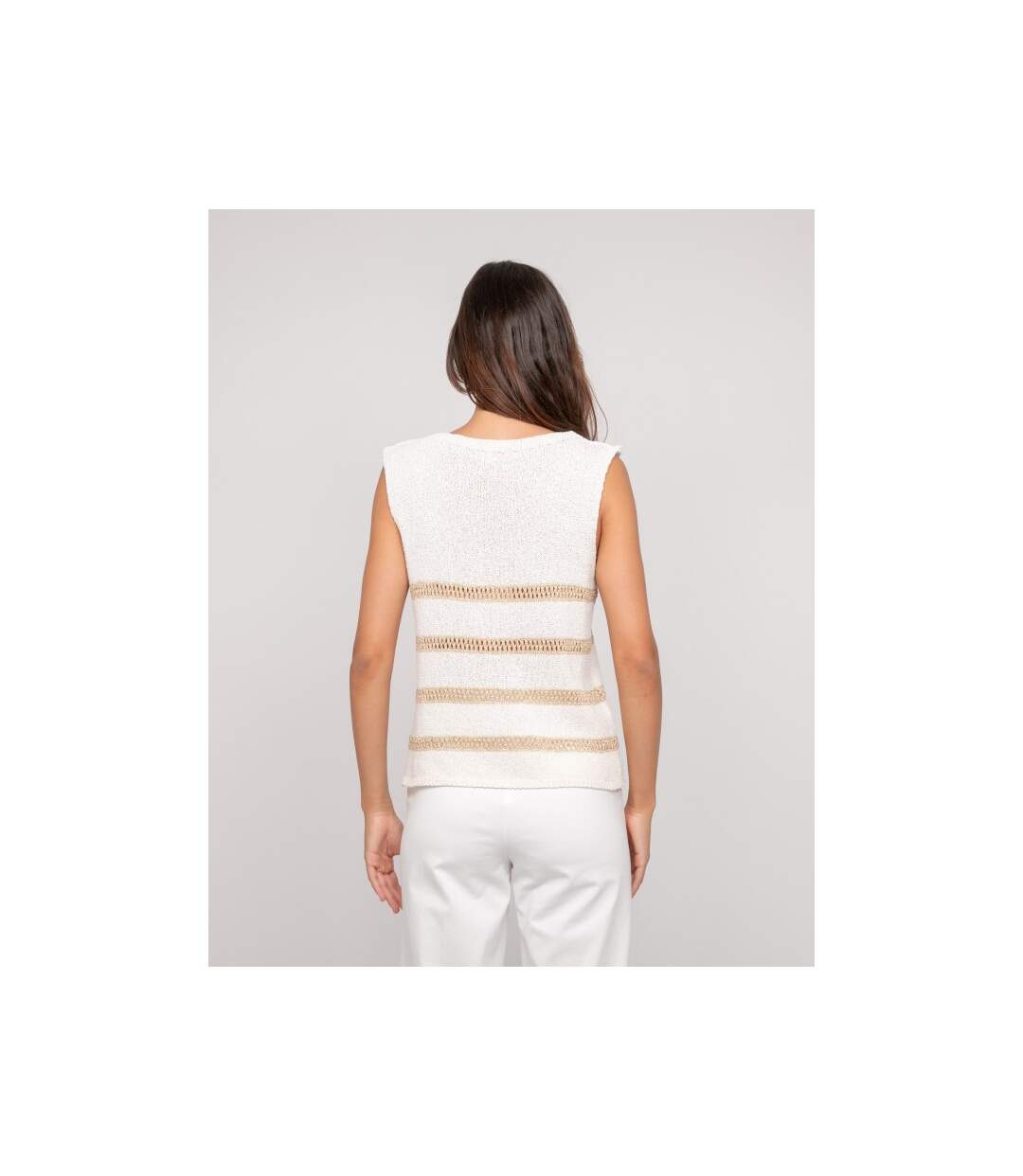 Pull sans manches rayures lurex KAVIA - Dona X Lisa-2
