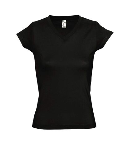 SOLs Womens/Ladies Moon V Neck Short Sleeve T-Shirt (Deep Black) - UTPC294