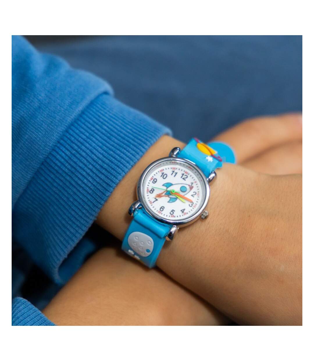 Montre d'Enfant Unisexe Silicone Planète Couleur Bleu