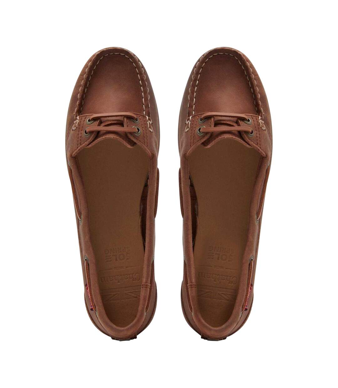 Womens/ladies Leather Flat Loafers Dark Tan Chatham-3
