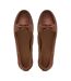 Womens/ladies Leather Flat Loafers Dark Tan Chatham-3