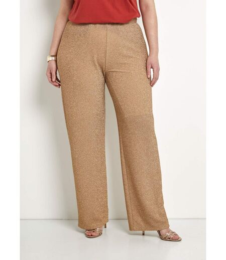 Pantalon large brillant doré ceinture élastiquée