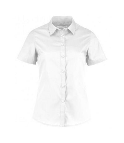 Womens/ladies Short Sleeve Tailored Poplin Shirt White Kustom Kit