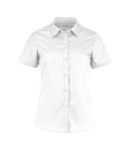 Womens/ladies Short Sleeve Tailored Poplin Shirt White Kustom Kit