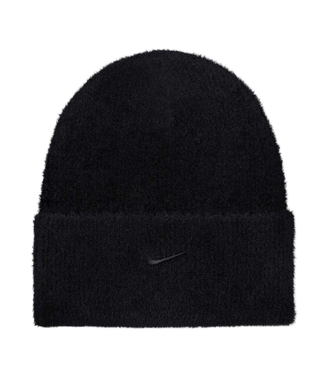 Mens Peak Embroidered Logo Fuzzy Beanie Black Nike-2