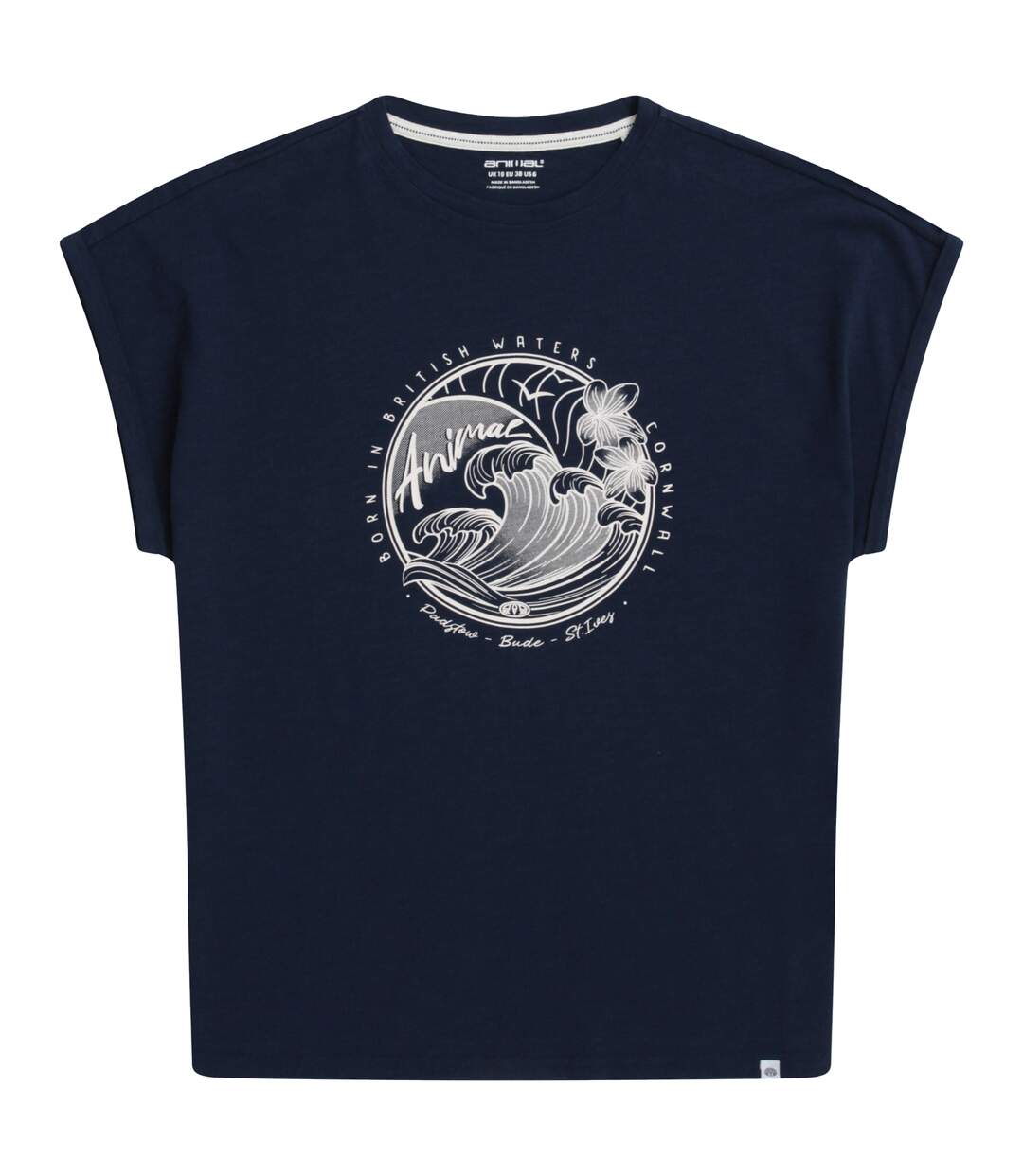 Womens/ladies holly cornwall t-shirt navy Animal-1