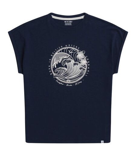 Womens/ladies holly cornwall t-shirt navy Animal