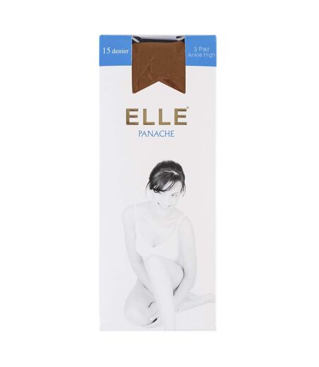 3 Pack Ladies 15 Denier 100% Nylon Ankle Highs - Sheer Lightweight Comfort