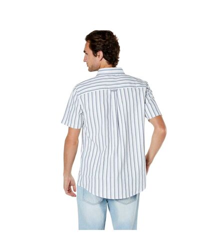 Mens twin stripe oxford short-sleeve shirt blanc Maine