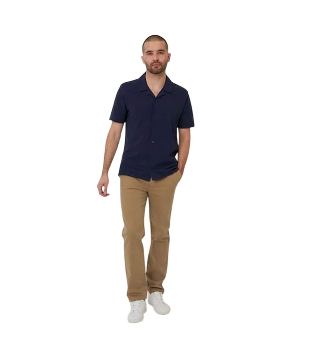 Mens Kaylian Regular Short-sleeved Shirt Navy Threadbare-4