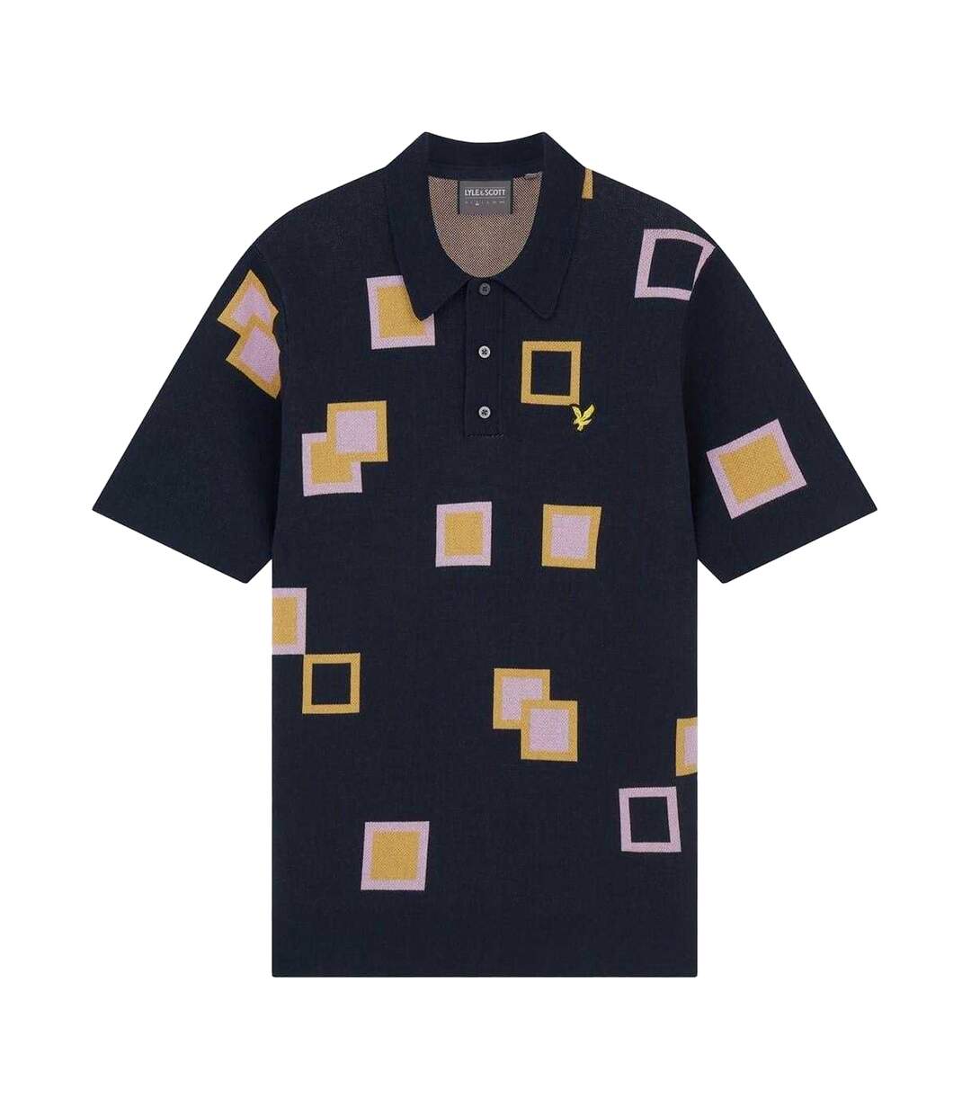 Mens Square Knitted Regular Polo Shirt Dark Navy Lyle & Scott-2