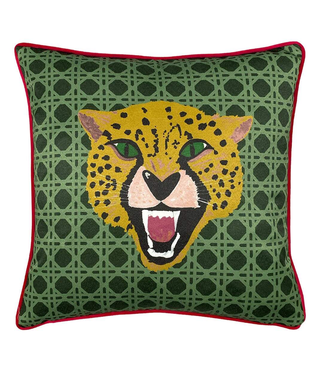 Untamed cheetah cushion cover one size green Furn-1