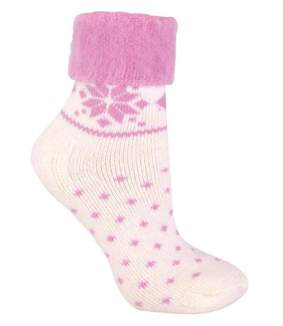 Ladies Wool Bed Socks with Fairisle Design | Lounge Socks for Winter