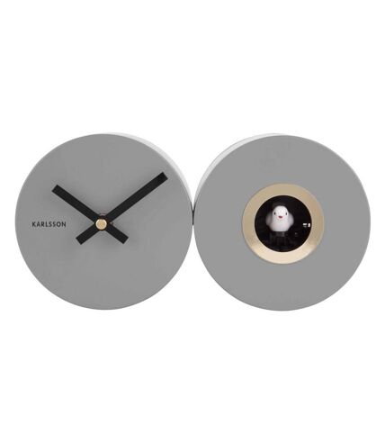 Horloge mural en métal mat Duo Cuckoo Gris