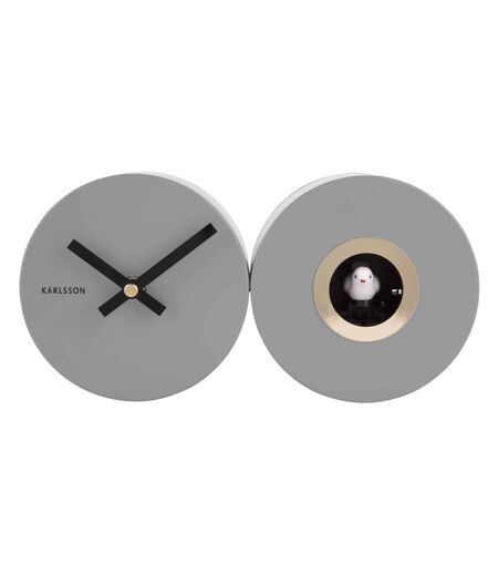 Horloge mural en métal mat Duo Cuckoo Gris