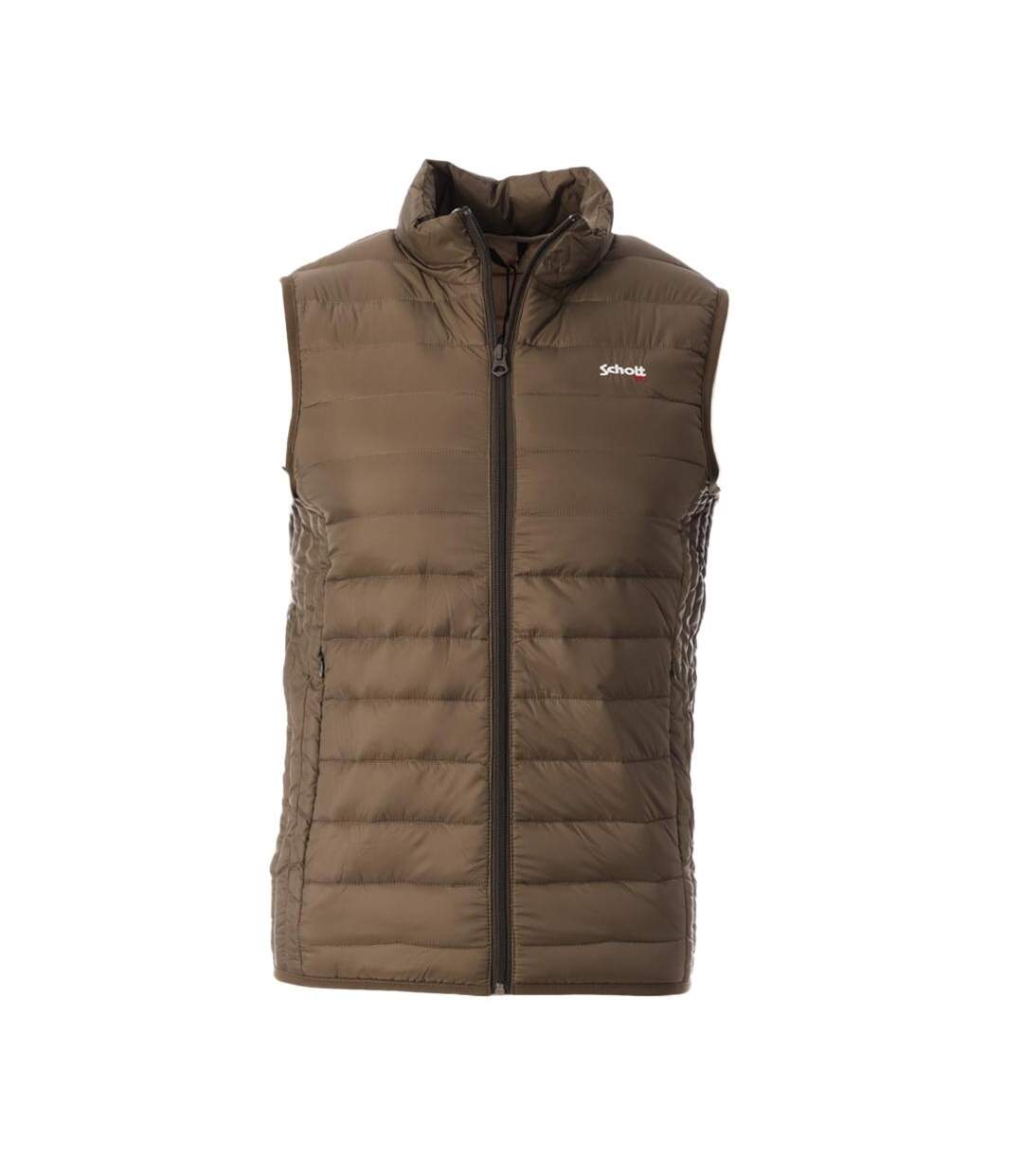 Doudoune sans manches marron clair homme schott oaklandvrs-1