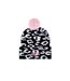 Hype Unisex Adult Knitted Cheetah Print Beanie (Black/White/Pink)