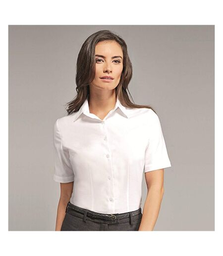 Russell Collection Ladies/Womens Short Sleeve Easy Care Oxford Shirt (White) - UTBC1024