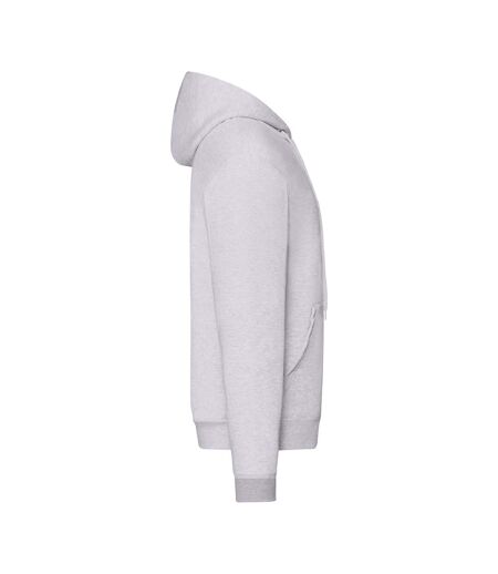 Mens classic heather zipped hoodie white Fruit of the Loom