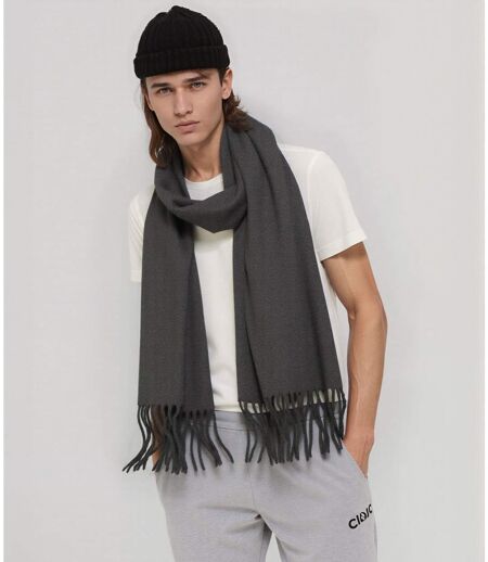 Echarpe élégante en Tissu Doux gris foncé pour Homme - Accessoire de Mode Automne-Hiver