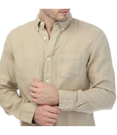 Mens Linen Regular Shirt Beige Gant