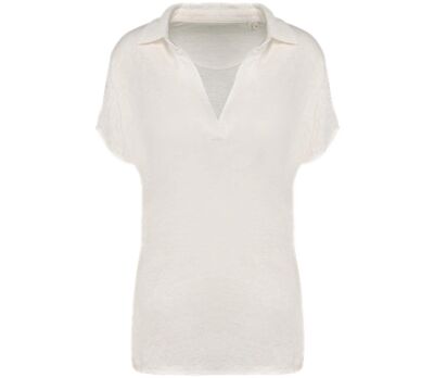 Polo en lin - Femme - PATS221 - beige ivoire