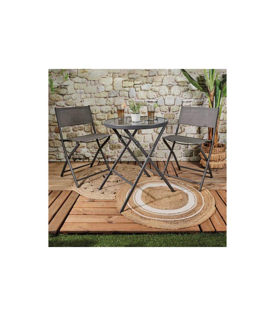 Table de Jardin Pliable Elba 71cm Gris-5