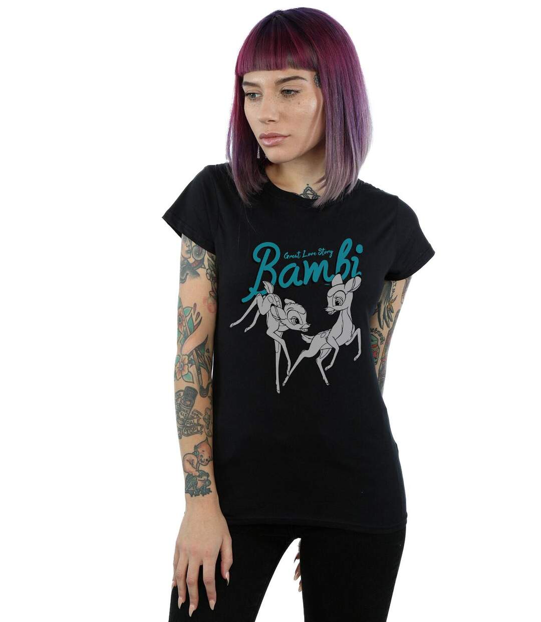 Disney T-shirt en coton Femmes/Ladies Bambi Great Love Story (Noir) - UTBI15515-2