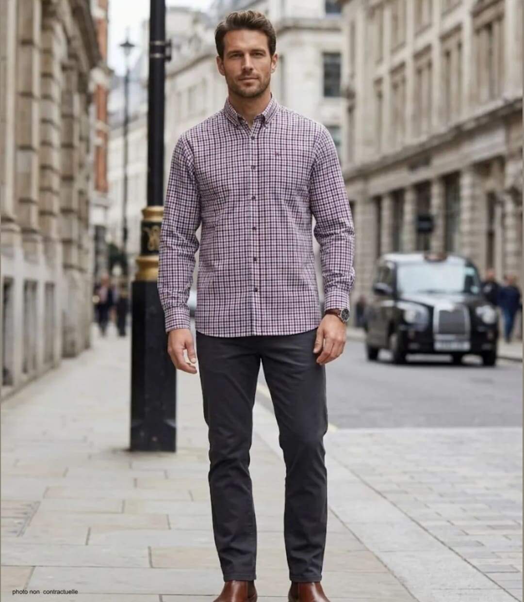 CHALLENGER TRIAL1 - Chemise à carreaux en Coton gratté douce et chaude à carreaux Bordeaux-5
