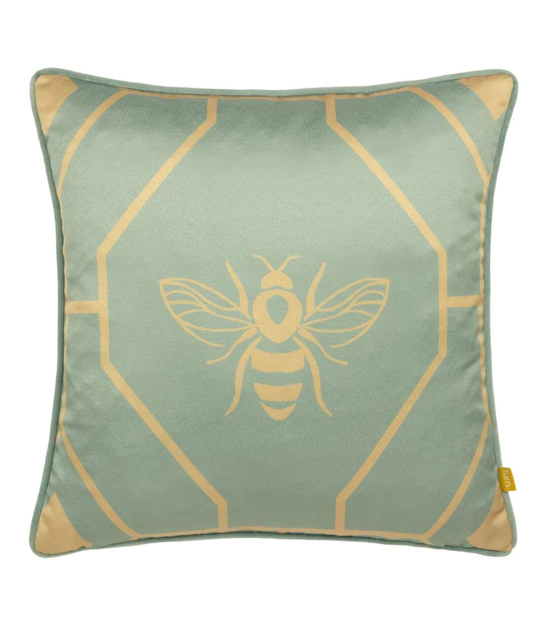 Bee deco geometric cushion cover 43cm x 43cm eau de nil Furn