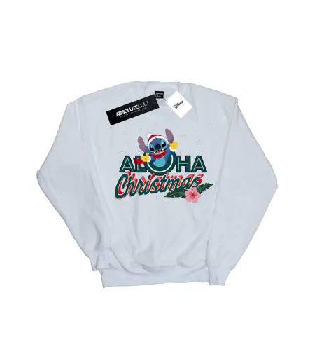 Disney Sweatshirt Aloha Christmas Womens/Ladies Lilo And Stitch (Blanc) - UTBI22452