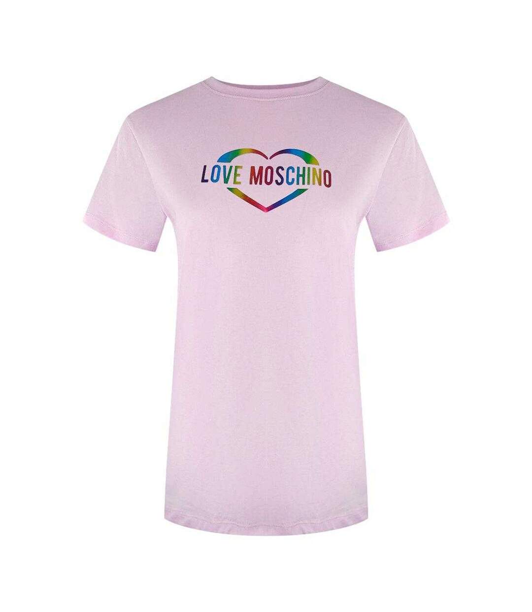 Womens/ladies Heart Cotton T-shirt Soft Pink Love Moschino-1