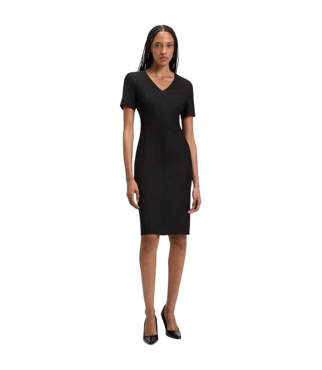 Robe Manches Courtes Motif/style Longueur Genoux Damaisa Femme Noir Boss-1