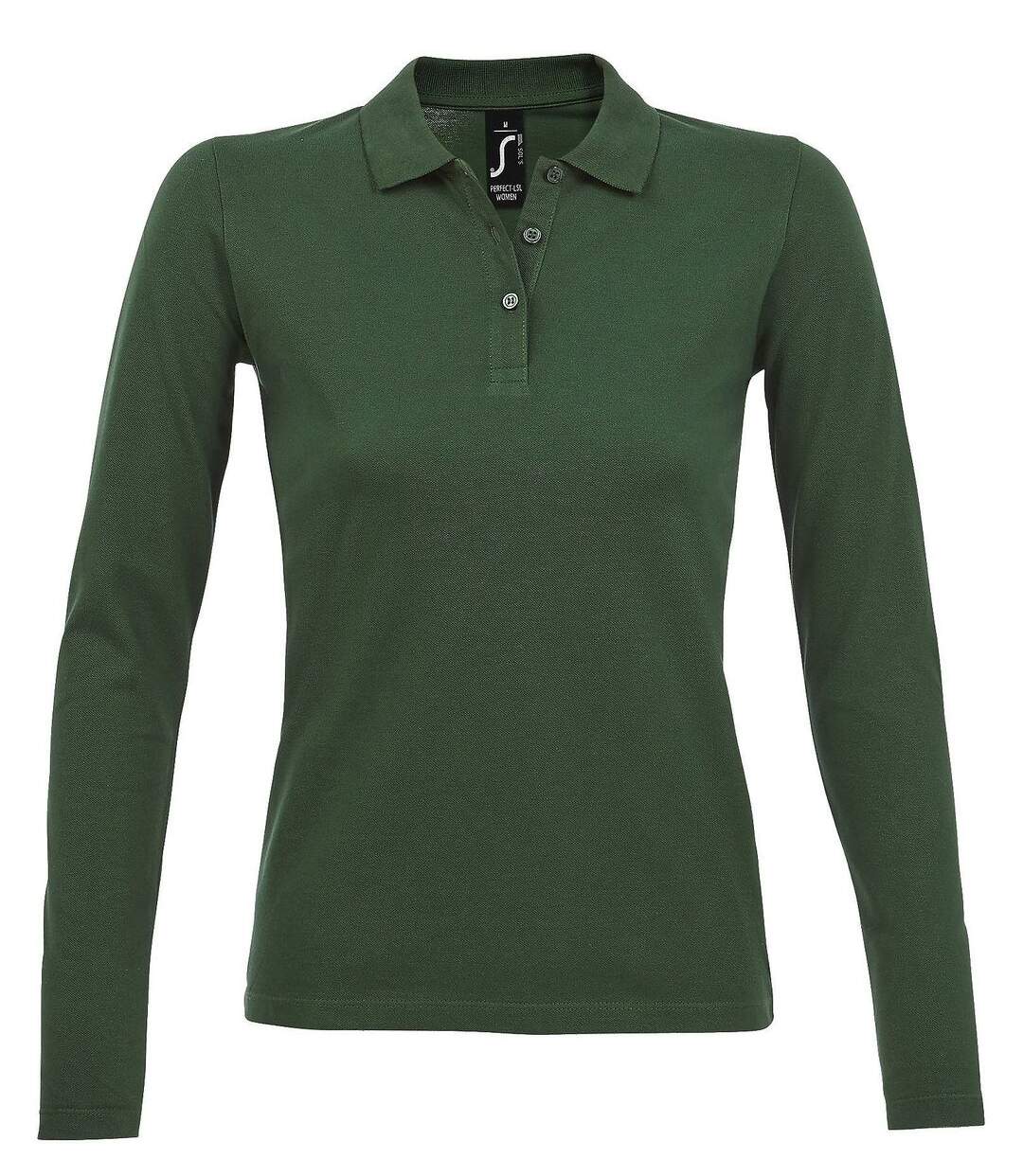 Polo manches longues - Femme - 02083 - vert bouteille