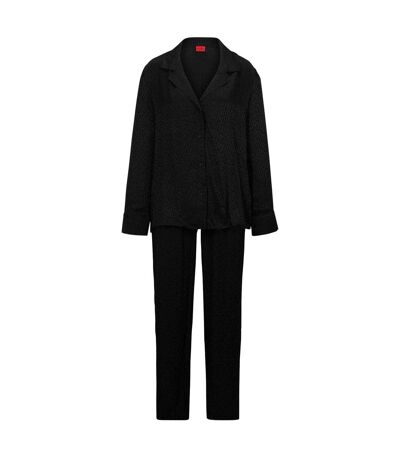 Ensemble De Pyjama Long Satinoir Femme Noir Hugo