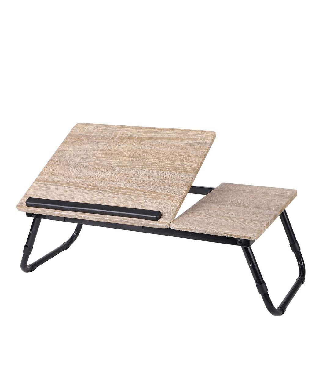 Plateau multifonction pliable avec hauteur réglable en bois et métal - Beige et noir-1