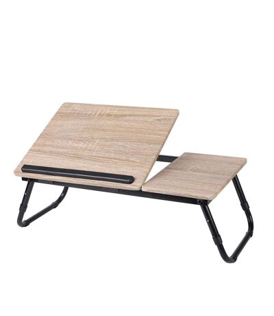 Plateau multifonction pliable avec hauteur réglable en bois et métal - Beige et noir