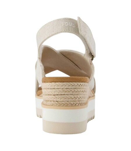 Womens/ladies Diana Jute Crossover Strap Low Heel Sandals Natural Toms