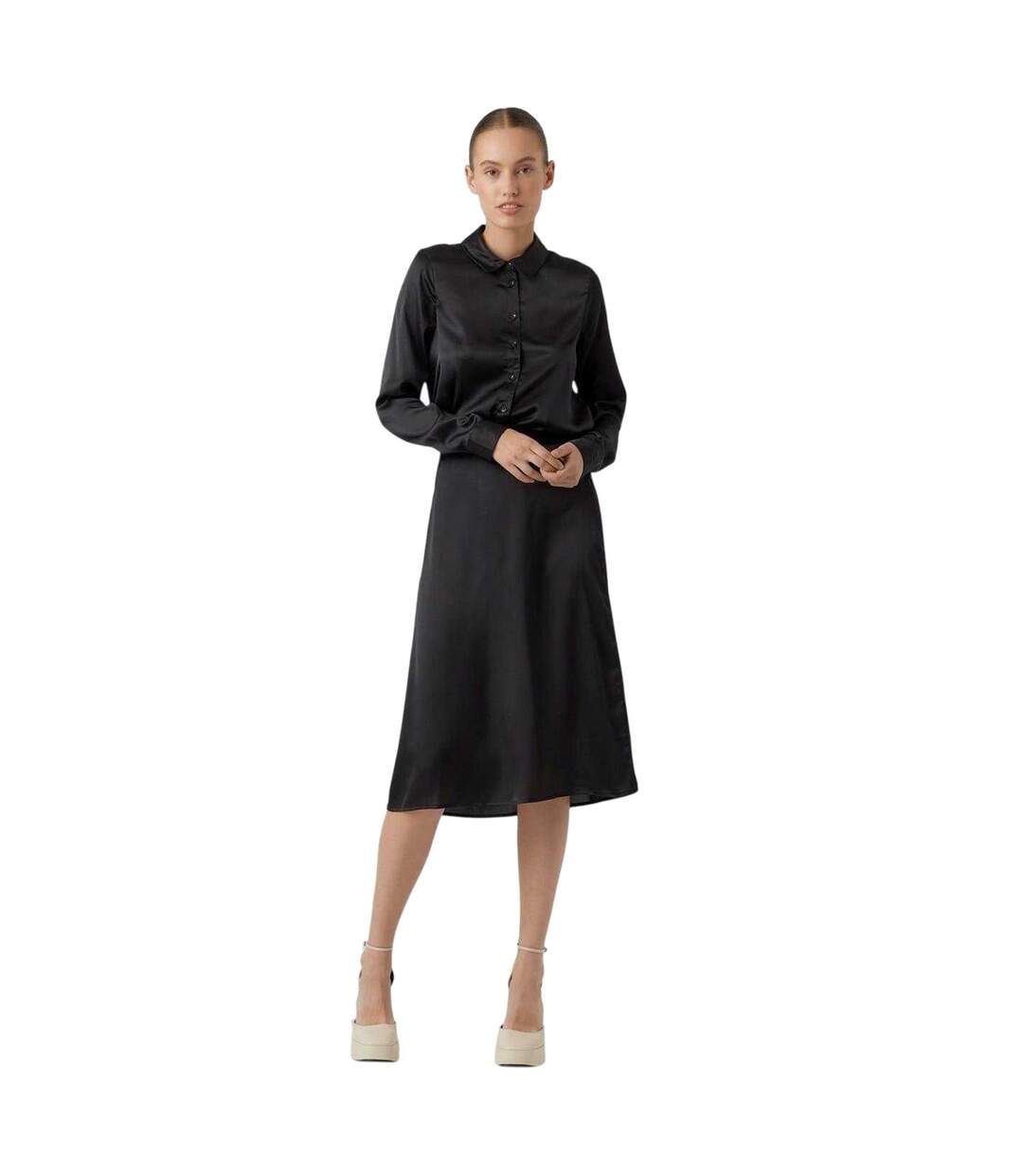 Womens/ladies Woven Midi Skirt Black Vero Moda-4