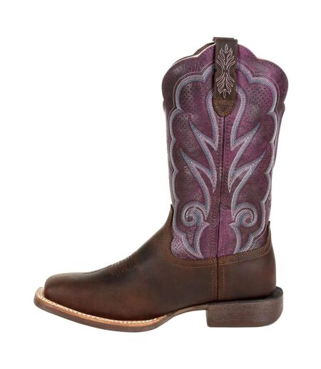 Womens/ladies Lady Rebel Pro Full Grain Leather Cowboy Boots Oilded brown Plum Durango