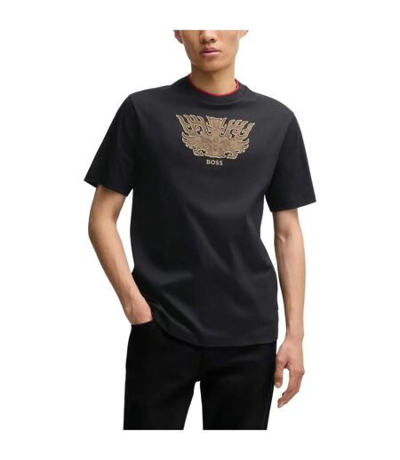 Mens Embroidered Logo Crew Neck T-shirt Black Boss