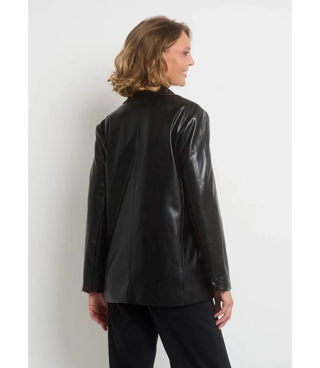 Veste faux cuir col tailleur 1 bouton-2