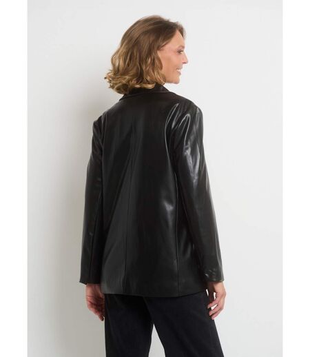 Veste faux cuir col tailleur 1 bouton