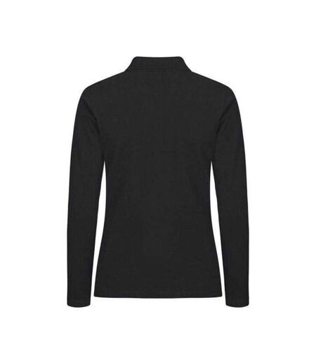 Polo Manches Longues Premium Femme Noir Clique