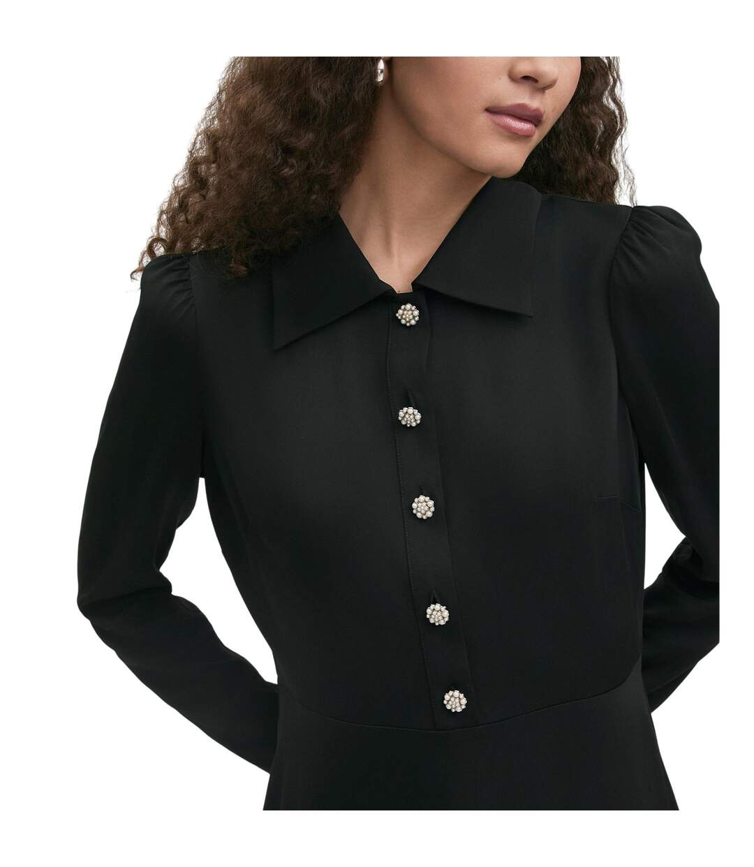 Womens/ladies Lucia Collared Midi Dress Black Finery-4